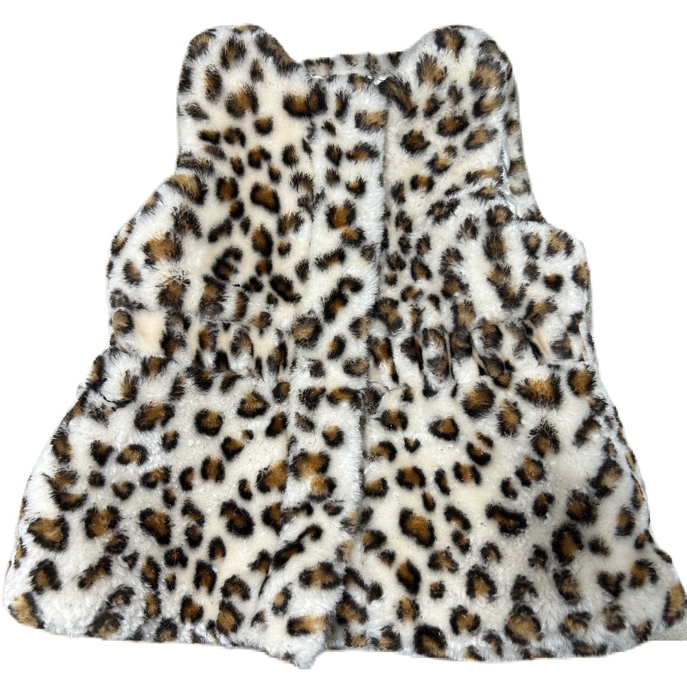 Little Me Leopard Cheetah Animal Print Faux Fur Vest Girls Size 3T